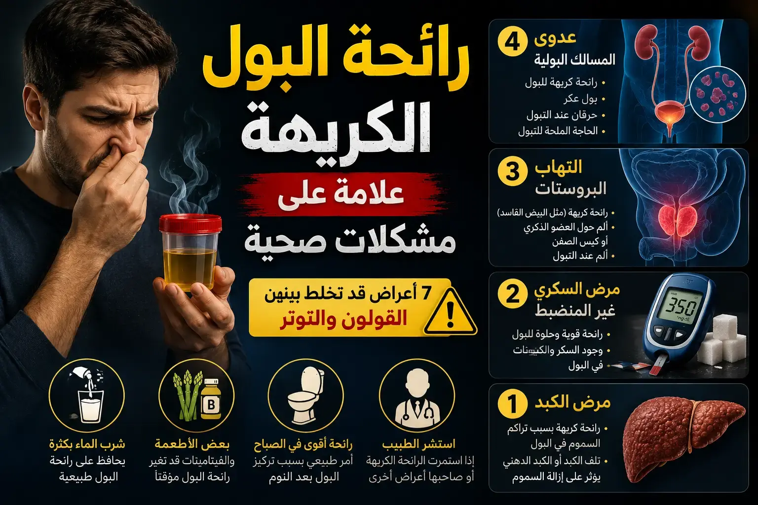 احذر رائحة البول الكريهة دليل على إصابتك بـ 4 أمراض